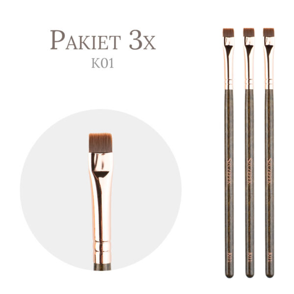 Pakiet - 3x Pędzel prosty do stylizacji brwi | Szczepek K01