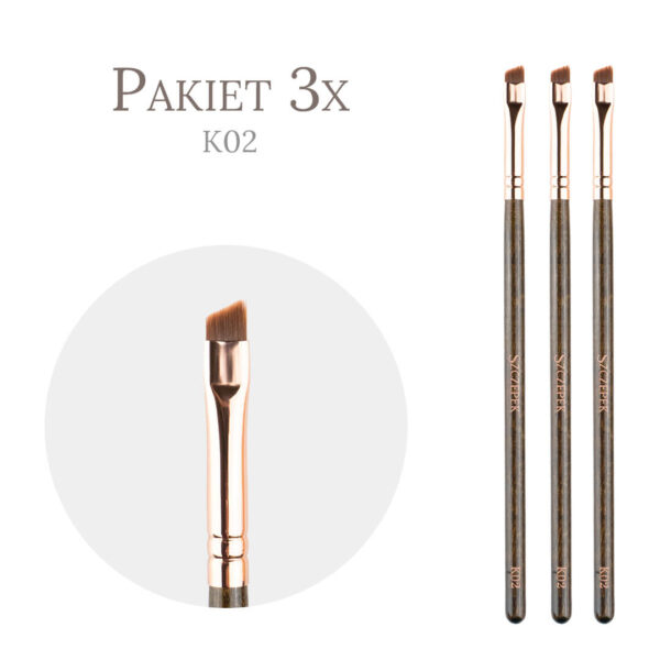 Pakiet - 3x Pędzel skośny do stylizacji brwi | Szczepek K02